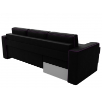 Угловой диван Принстон (микровельвет черный фиолетовый) - Изображение 1